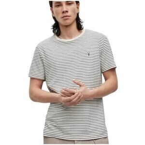 AllSaints Men's Ashton Crewneck T-Shirt in Gray/White Size XXL